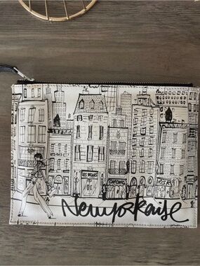 Izak New York-Print Zip Pouch Clutch -
